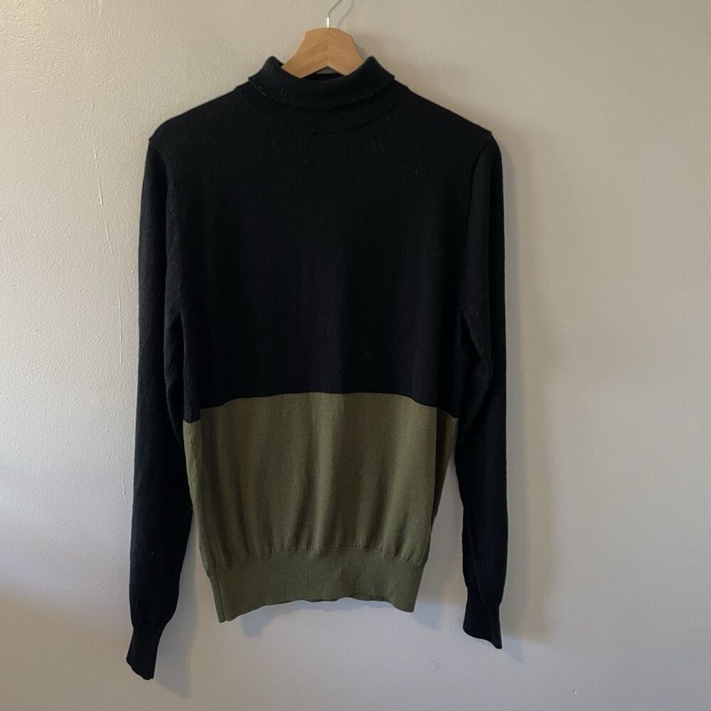 Han Kjobenhavn 100% Wool Turtleneck Sweater Hunter Green Black Sz M